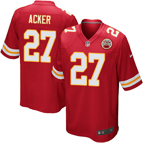 Men's Game Kenneth Acker Nike Jersey Red Home - #27 NFL Kansas City Chiefs